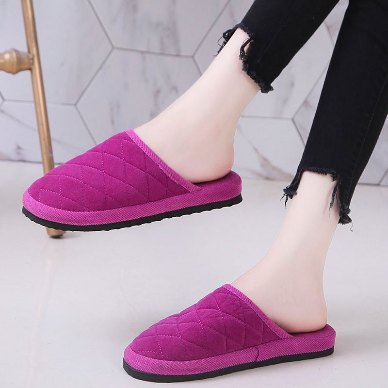 拖鞋棉四季季轻便情侣薄款四季透气布艺客人家用冬季防滑棉拖鞋|ru