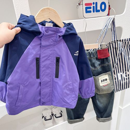 Children's clothing boys' spring and autumn jackets 2024 spring new style medium and large children's spliced ​​tops boys' handsome and trendy jackets