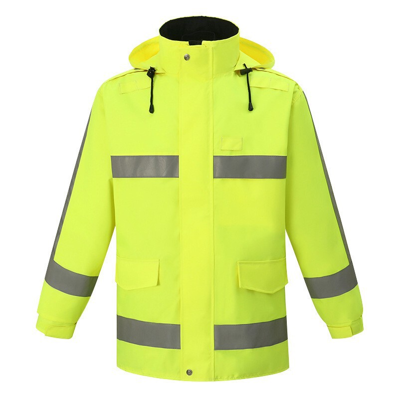 Reflective cotton-padded jacket reflective raincoat suit traffic duty rescue waterproof split male security property patrol