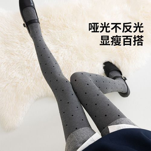 Gray Polka-Dot Tights for Women—Spring and Autumn, Thin Outerwear Style, Thickened Black Compression Leggings, Wholesale from Manufacturer