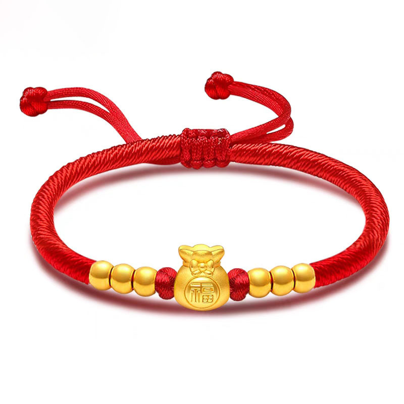 돈주머니 빨간줄 + 금구슬 6개 (약 0.32g)