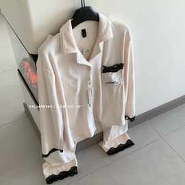 KALUANNIAO|海岛绒法式小香蕾丝风女士舒适家居服套装