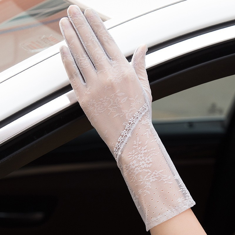 Guantes de protección solar de primavera y verano encaje ligero transpirable pantalla táctil guantes de las mujeres conducción transpirable al aire libre protección solar guantes de montar guantes