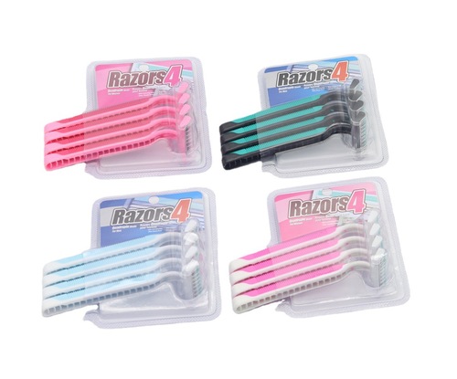 Women's manual shaver private part shaver armpit hair leg hair three-layer stainless steel blade hair removal knife 4 pack