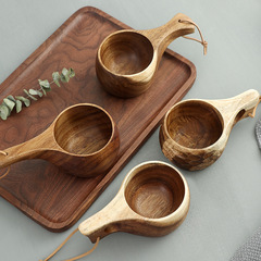 日式木杯子早餐杯芬蘭杯戶外露營大容量牛奶咖啡茶水杯子刻字logo