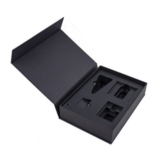 Large Black Flip Electronic Product Book Box Magnetic Folding Gift Box Fine Cosmetics Digital Packaging Box