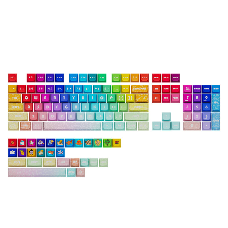 Teclas de perfil XDA de material PBT, totalmente sublimadas, estilo máquina rojo y blanco, juego completo de teclas universales para teclado mecánico.
