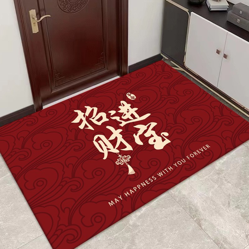新中式水晶绒入户门地垫进门家用玄关防滑耐脏门垫门口蹭土踩脚垫