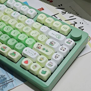 [渐变熊猫主题PBT热升华键帽MOA高度不透光十字机械轴通用键帽]