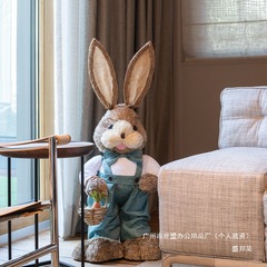 JK慕空间リビング大型床置き置物軽い豪华手作り草编みウサギ结婚式ガーデンバルコニークリエイティブ装饰