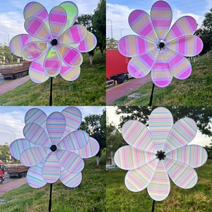Cross-Border Wholesale Colorful Transparent Windmill Real Estate Scenic Spot Decoration Outdoor Stall Toys Colorful Double-Layer Eight-Blade Windmill