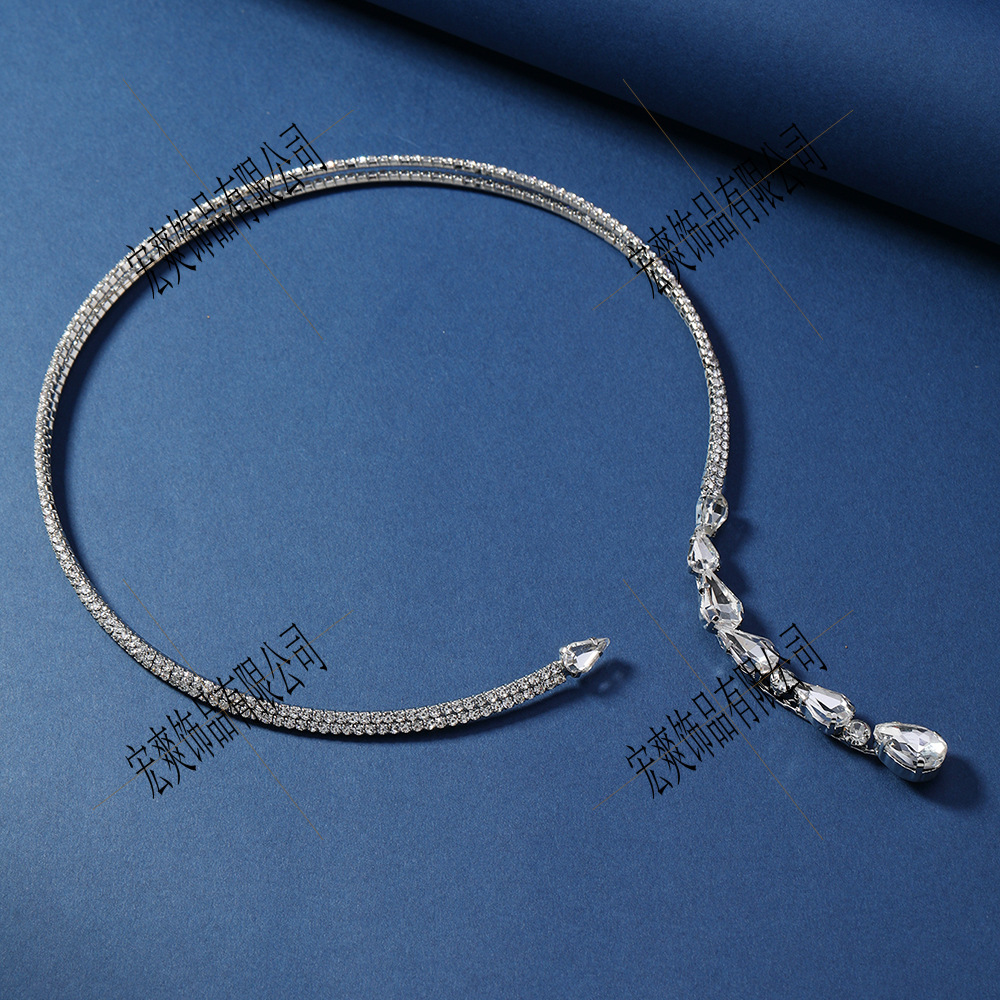 Zircon simple goteo de agua cabello collar de joya cabello collar collar de diamante nicho de alta calidad para enviar novia