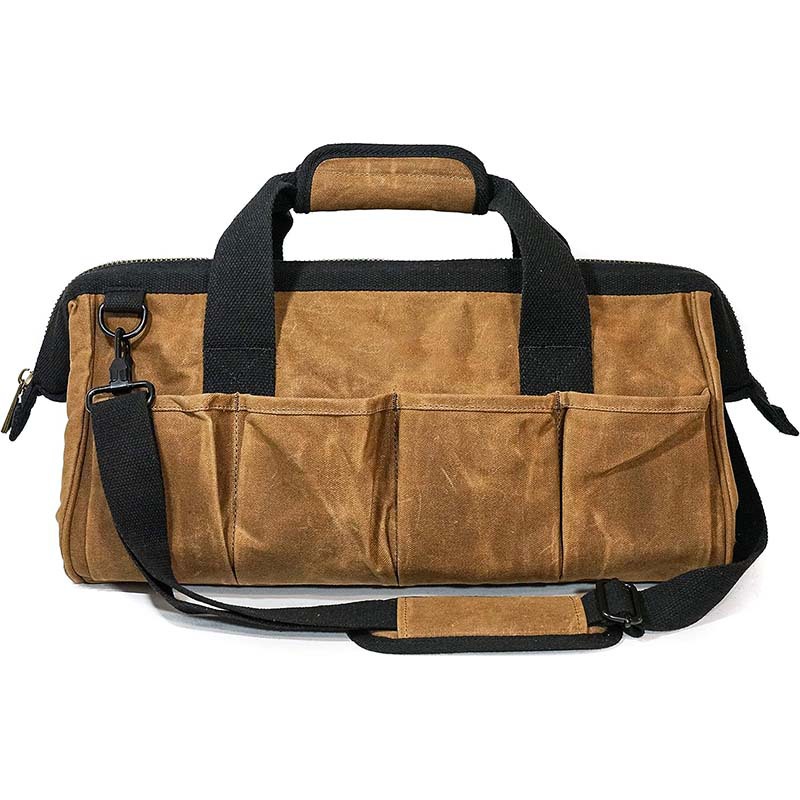 定 制亚马逊湿蜡防水帆布维修工具包多功能工地大容量五金收纳包