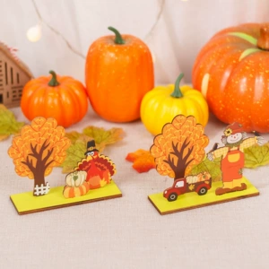 Creative Thanksgiving Turkey Decoration with OPP Bag Packing and Wood Material