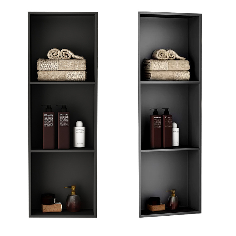 304 Stainless Steel Built-in Niches Hotel Bathroom Wall Black Storage Rack Home Storage Built-in Wall Cabinet