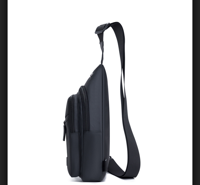 New water-repellent leather film chest bag for men, large-capacity multi-layer adjustable shoulder strap crossbody bag for cross-border use undefined