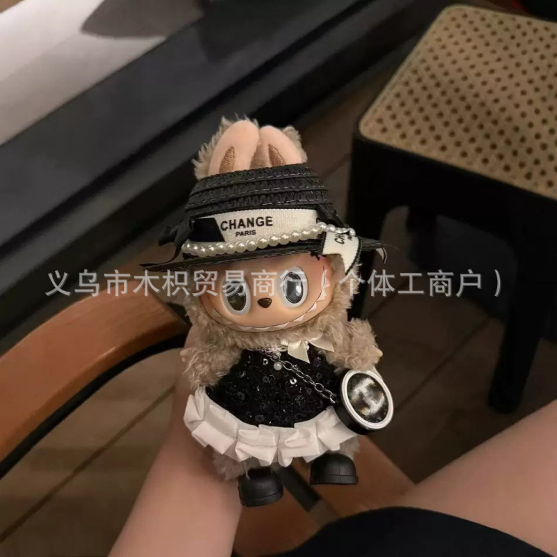批发labubu衣服配饰 赫本风亮片连衣裙 泡泡玛特zsiga拉布布娃衣|undefined