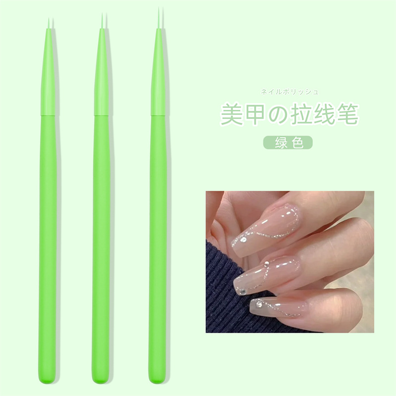 Nuevo estilo de arte de uñas transfronterizo 3 piezas de macarons color madera nail manicura trailer lápiz de dibujo de hilo de gancho de arte de uñas japonés bolígrafo de dibujo