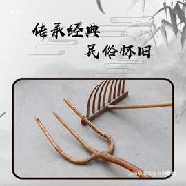 民俗老物件农具套装耙子铲子叉子旧工具怀旧纪念收藏品农耕摆件