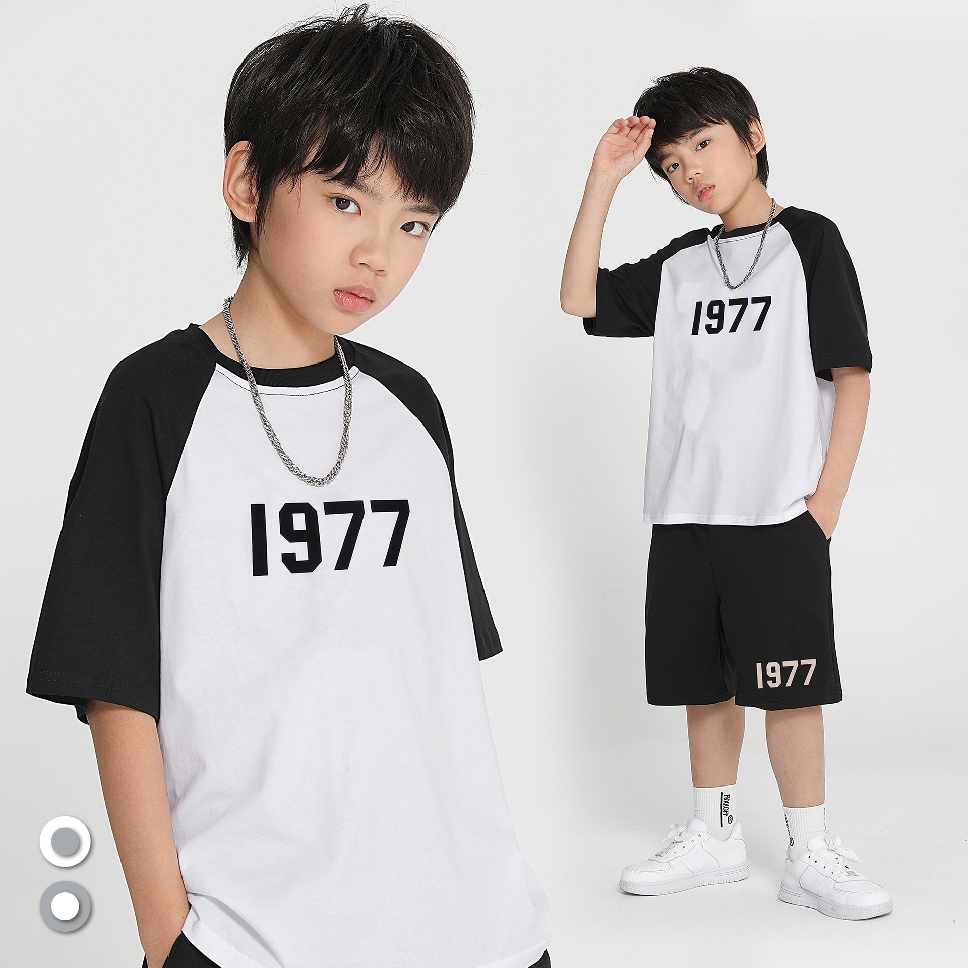 2024夏装新款ESSE儿童洋气字母印花插肩袖男童女休闲舒适短袖T恤