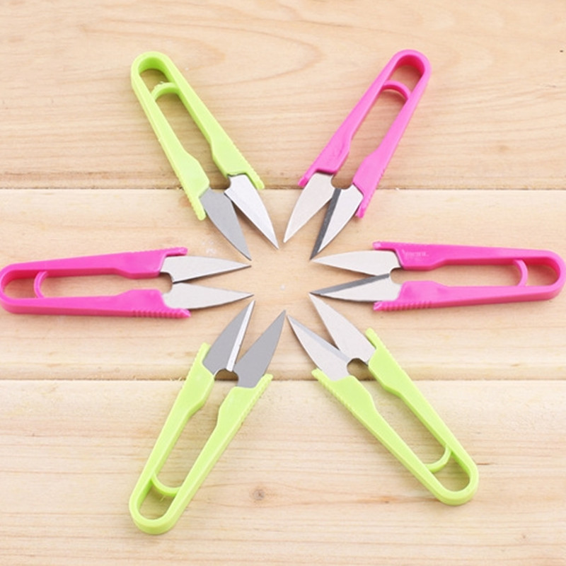 供应手工活十字绣纱剪裁剪裁缝U型换刀头彩塑柄白头修边线头剪刀.