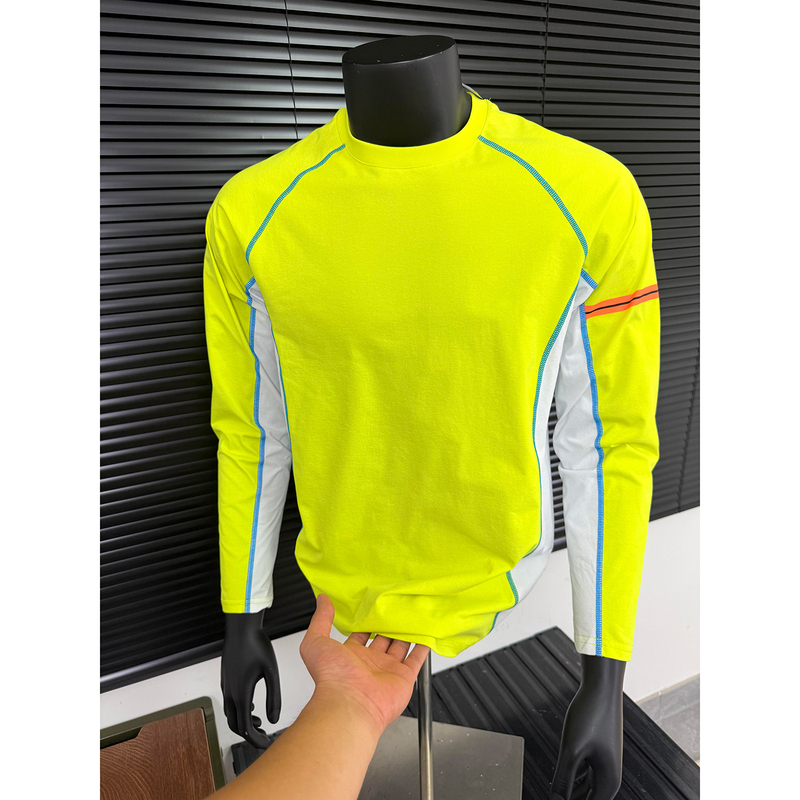 Hasselblad Line Contrasting Mountain Style Long-Sleeved T-Shirt Men's Autum Outdoor Quick-Drying Breathable Cycling Clothing Training Badminton Clothing