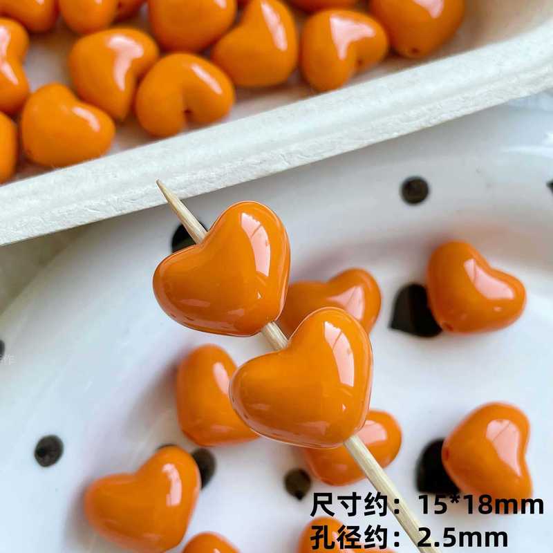 亚克力胖乎乎实色爱心通孔串珠DIY手机链钥匙扣包挂材料饰品配件|undefined