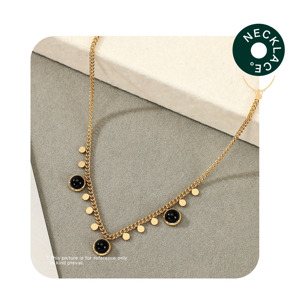 Fashion Geometric Stainless Steel Plating Natural Stone Necklace 1 Piece