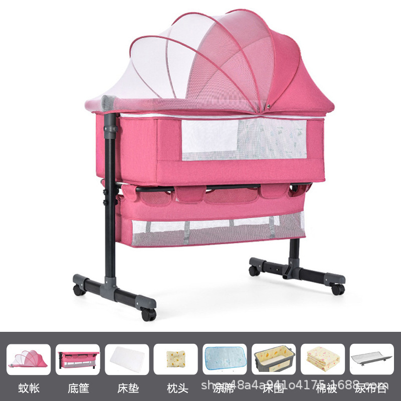 Cama multifuncional para recién nacidos, cama grande, cama para bebés, cuna plegable, elevación móvil y portátil image 24