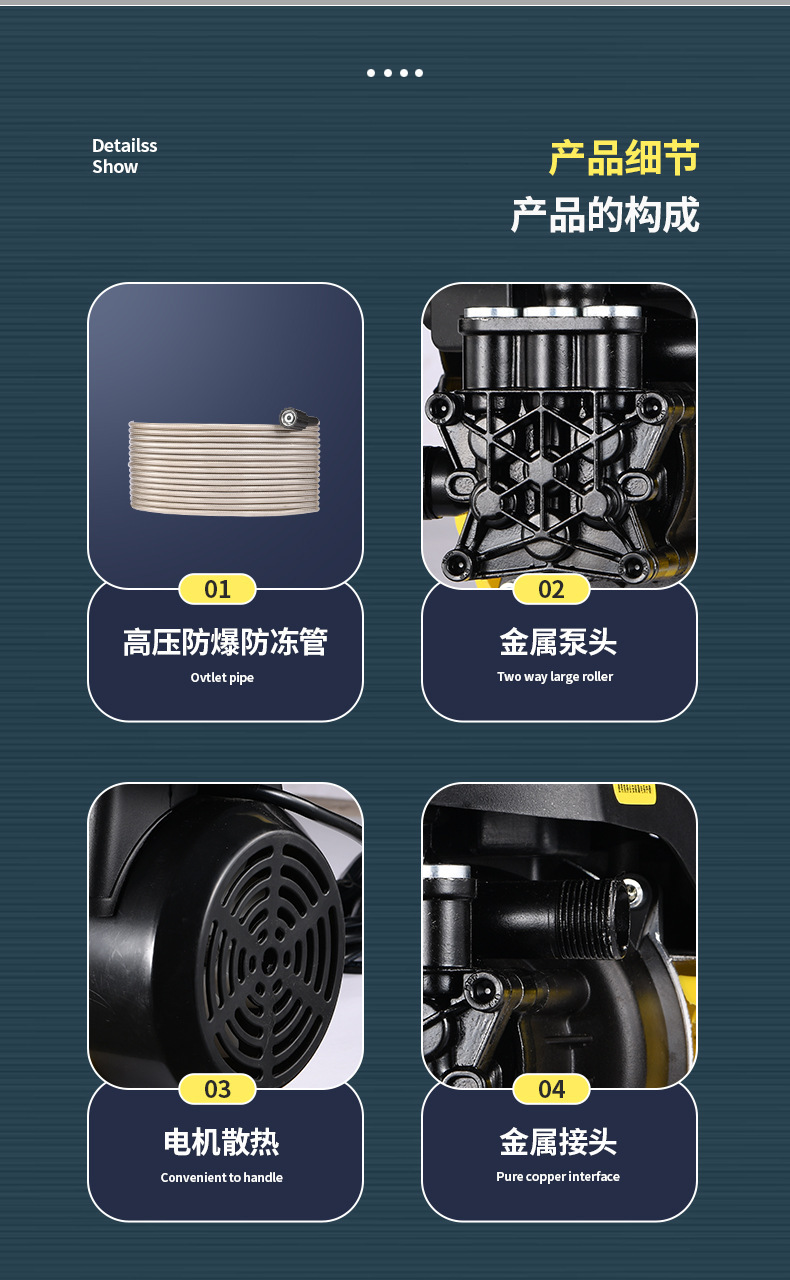 Car washing machine high-pressure water gun for home use 220V portable car washer powerful floor cleaning booster water pump high-power air conditioner cleaner