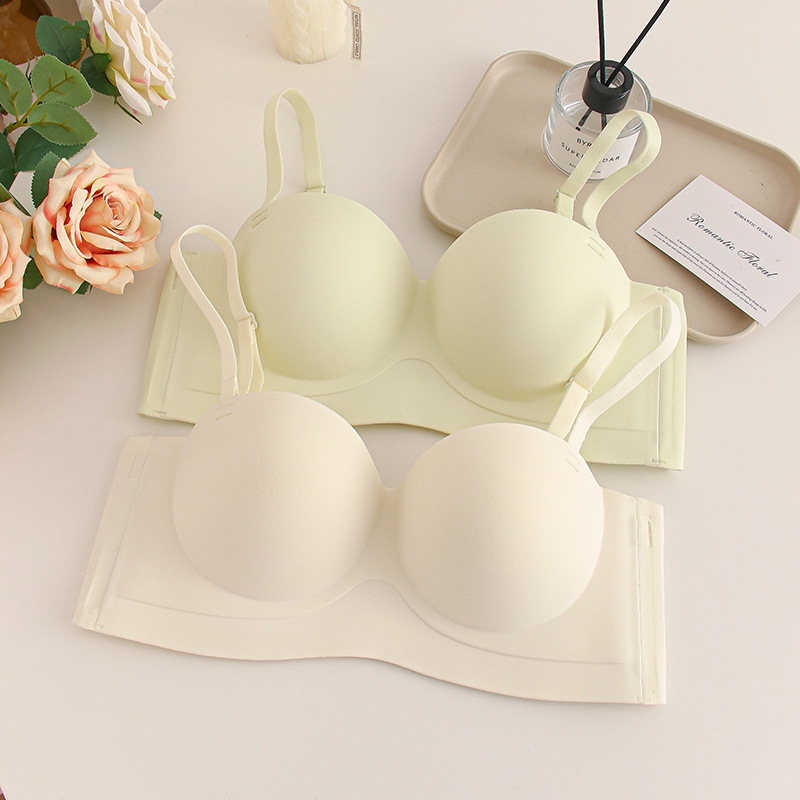 Rising Sun Creative Traceless Tube Top 3D Cup-shaped Girls' Underwear Small Chest Gathering Shows Large Two-wear Bra Without Steel Rings