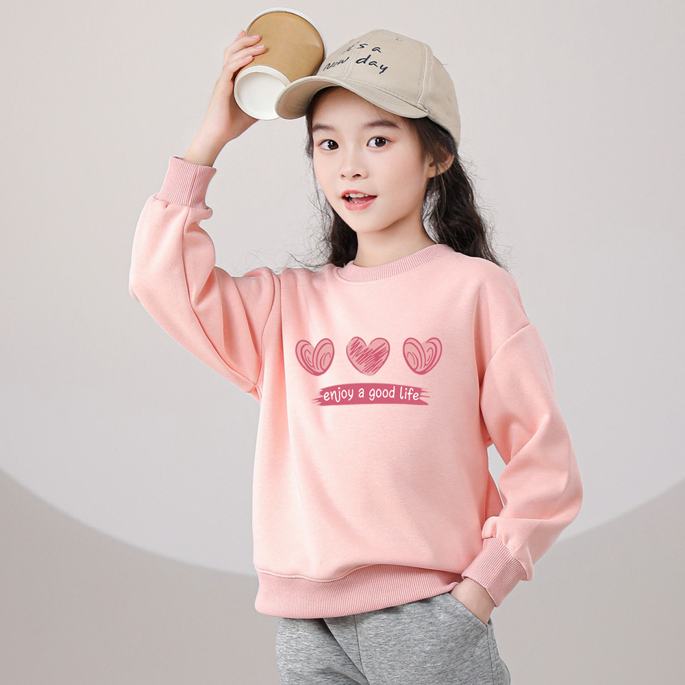 MANHAGU/Manhagu Spring and Autumn Girls' Sweatshirt Love Girl Top 2023 New Fashion Long Sleeve Autumn Outfit