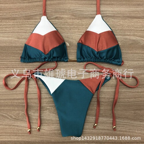 2019 AliExpress bikini set women's split swimsuit European and American foreign trade stitching bikini