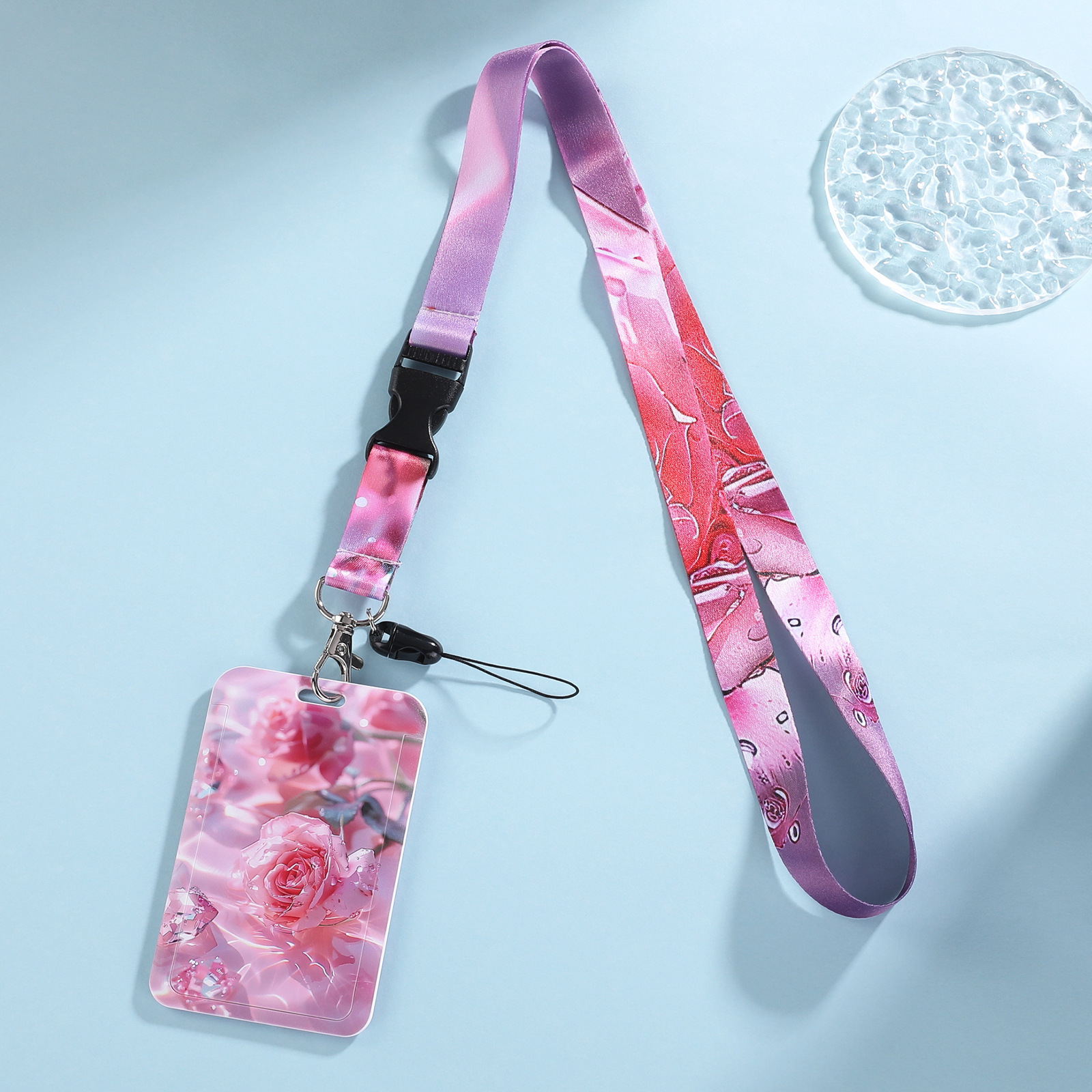 핑크 크리스탈 로즈 + 버클 끈