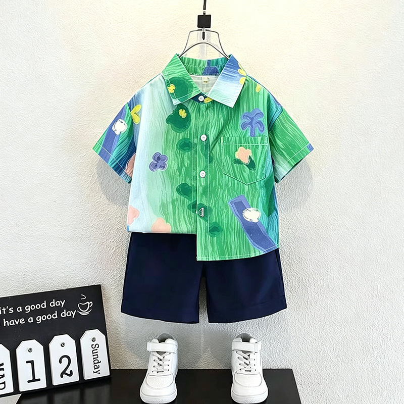 2026 New Style Cool Kids Summer Shirt Boys Back-to-School Summer Shirt Baby Short-Sleeve Clothes Can Be Worn Outerwear