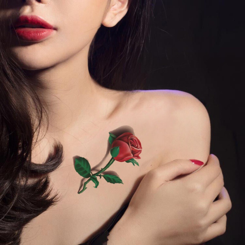 Body art waterproof temporary tattoo Peony Rose female body art tattoo back Breast tattoo flower