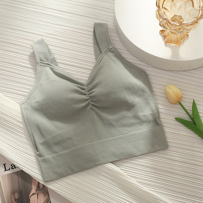 Nuevo Chaleco de copa de una sola pieza fijo Adelgazamiento de ajuste delgado de las mujeres con almohadilla para el pecho desgaste interior y exterior Bottoming envuelto pecho Sling top