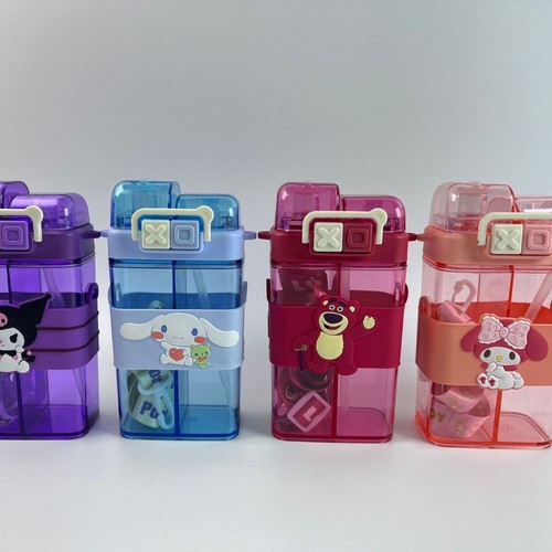 Cartoon Plastic Cup Cute Dual-Drinking Cup Portable On-the-Go Cup High-End Sipper Cup TH02122