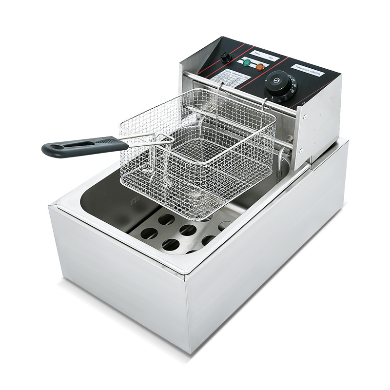 Freidora eléctrica de escritorio comercial de doble cilindro de control de temperatura de precisión freidora eléctrica freidora de barras de aceite equipo de snack comercial