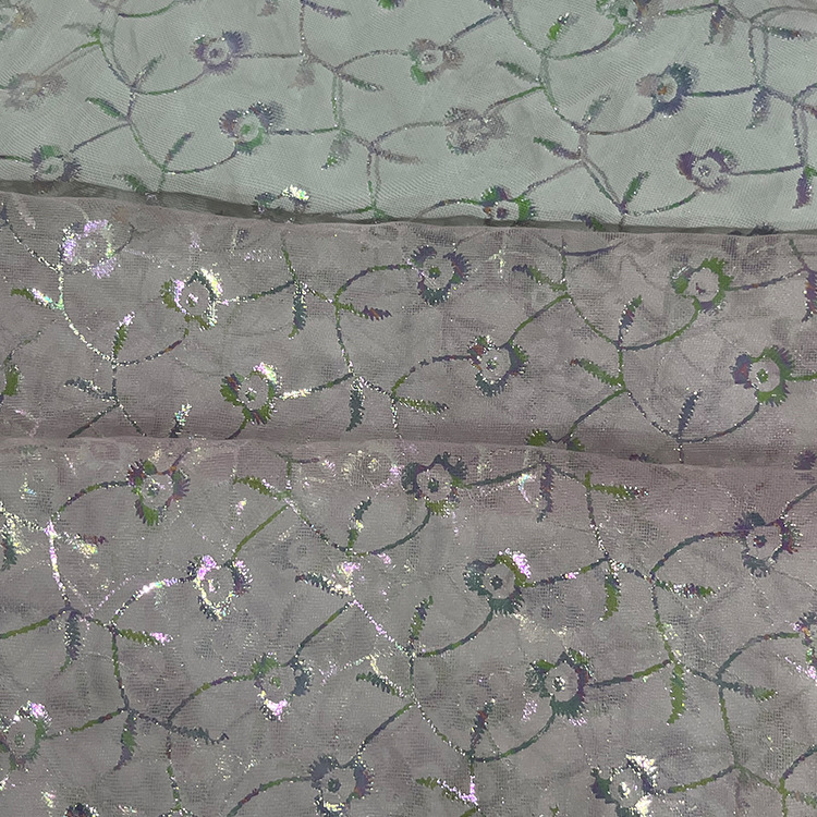 2025 nueva malla de gaza artesanal color fantasma estampado bordado malla de primavera, verano y otoño ropa de niñas