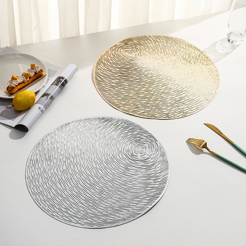 Transfronterizos calientes almohadillas de comedor de PVC redondas aislamiento térmico almohadillas de comedor de PVC vacías almohadillas de tazas de café almohadillas de platos al por mayor