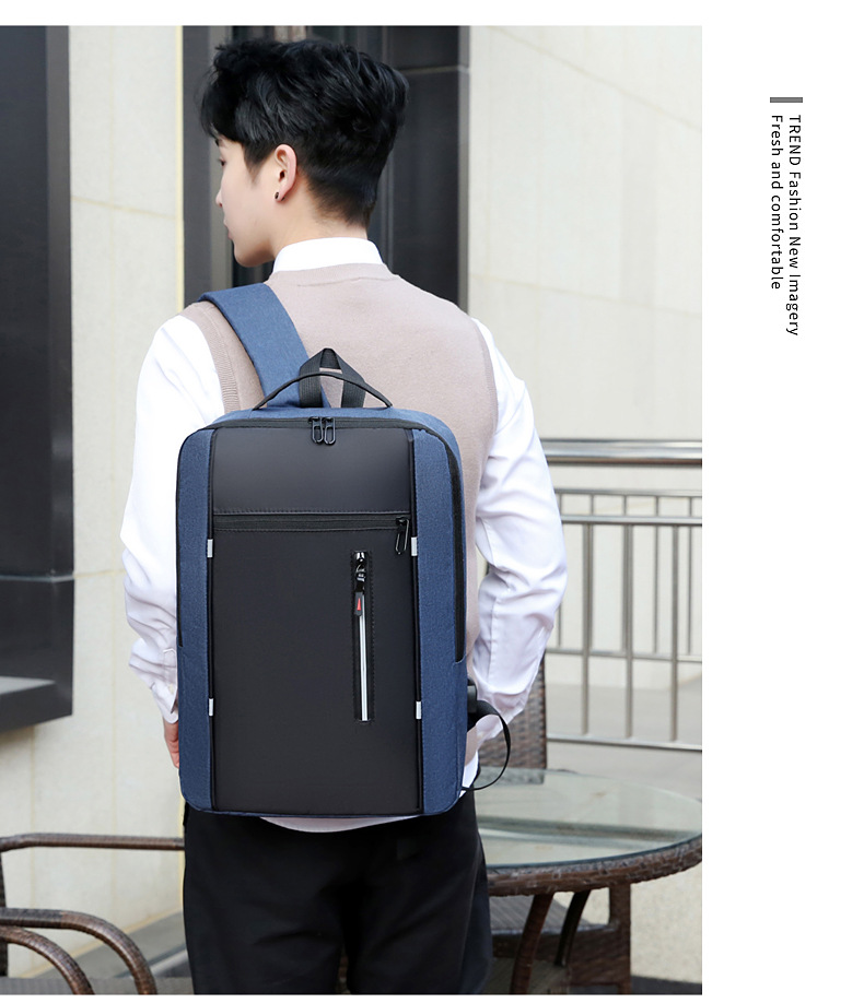 New large-capacity business commuting backpack, simple solid-color casual backpack, Oxford cloth portable computer schoolbag undefined