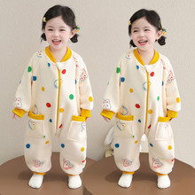 秋冬款女童连体睡衣恐龙睡袋防着凉宝宝加厚保暖法兰绒冬睡袍儿童
