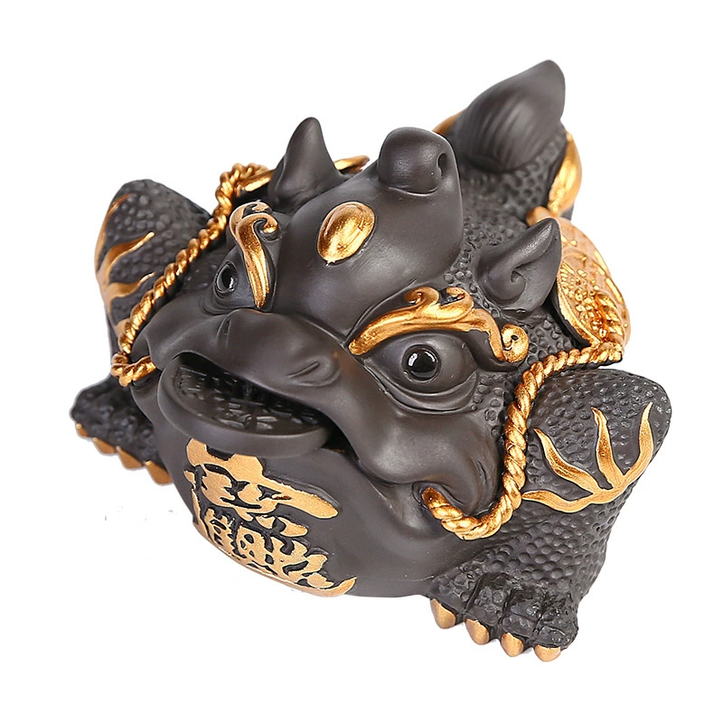 Purple Shark Winning Golden Toad Tea Pet Ornaments Premium Handmade Tea Play Tea Table Tea Table Toad Pet Tea Set Accessories