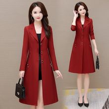 精品时尚中长款风衣女2025秋装新款修身显瘦纯色百搭通勤扣款外套