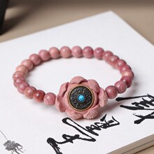 新年礼物血柏木爱心手串雕刻玫瑰花陨石星星莲花转转情侣念珠手链