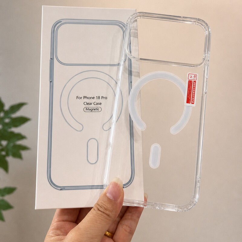 Suitable for Apple iPhone 18/17Pro Transparent Magnetic Phone Case, Anti-Fall Protective Cover, Hard Shell Magsafe