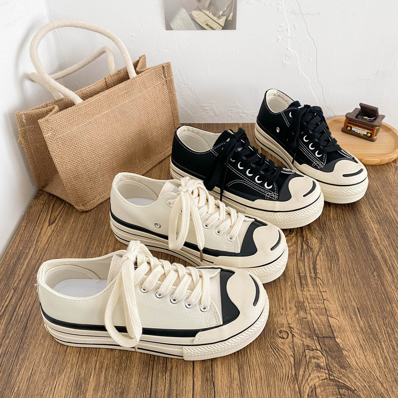 X263 latex insole/open mouth smile platform board shoes women's leather white shoes women's shoes vintage board shoes black shoes