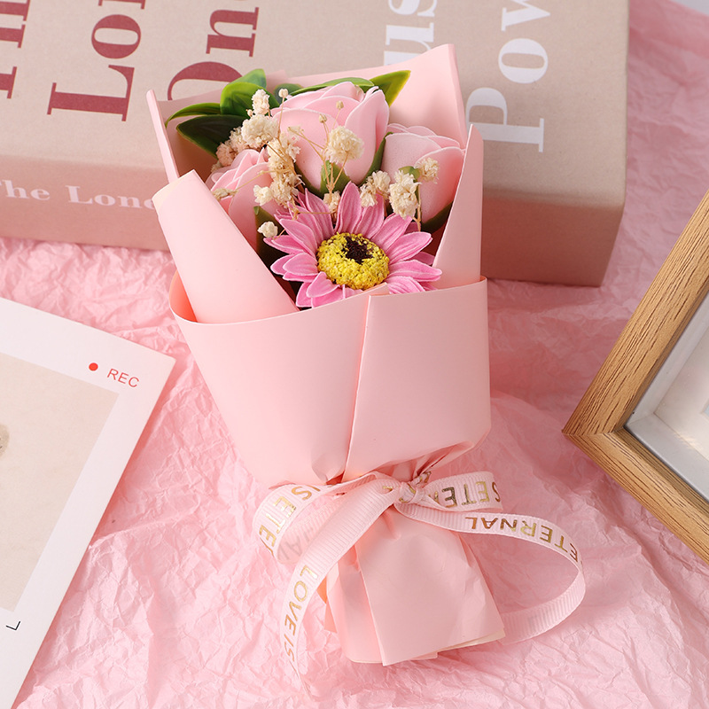 Regalo de San Valentín mini ramo de flores girasoles, flores secas eternas con estrellas exquisitas