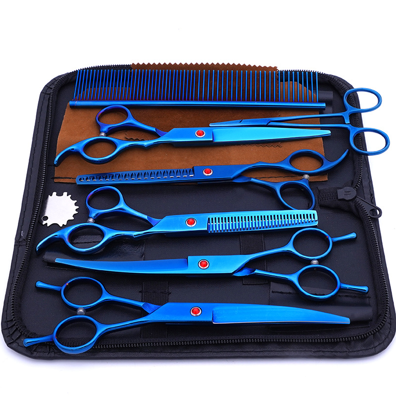 Fábrica al por mayor de acero inoxidable tijeras para mascotas tijeras profesionales de corte de pelo para mascotas tijeras de diente fino tijeras de corte de pelo de peluche